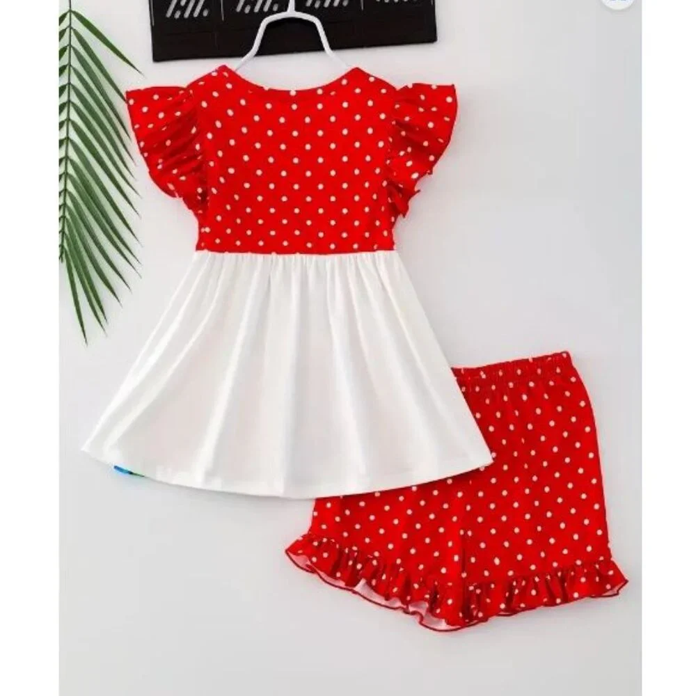 Boutique Back to School Pencils Tunic Dress & Ruffle Shorts Girls Outfit
